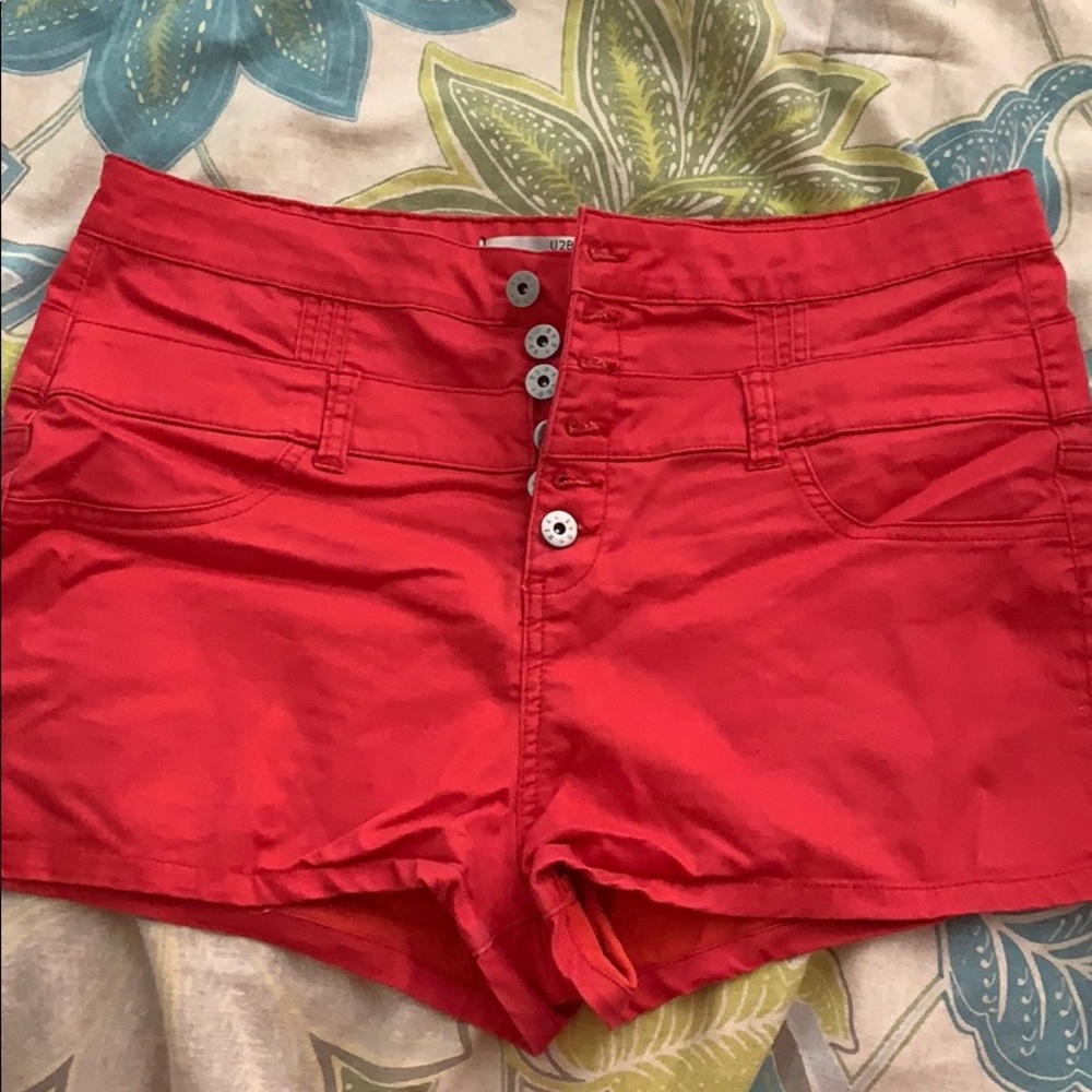 Red High Waist Shorts